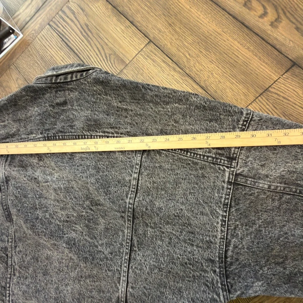 Rare Vintage Lee Riders Black Acid Wash Denim Trucker Jacket Made USA Womens XL